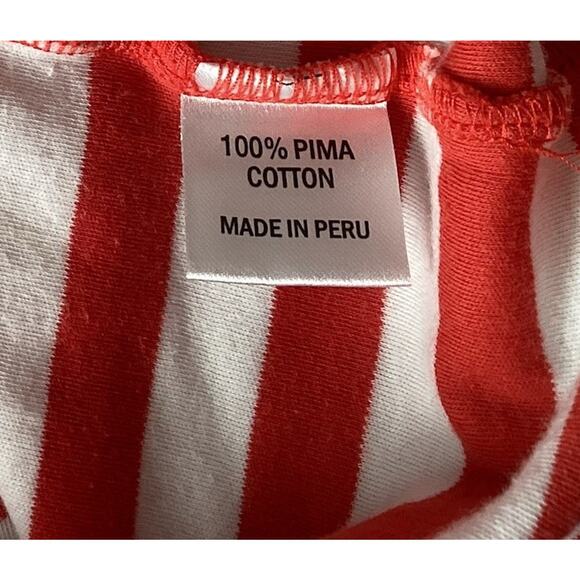 Evelyn & Arthur Pima Cotton Red White Stripe Top Large, Bows Preppy Classic Luxe - Picture 5 of 5